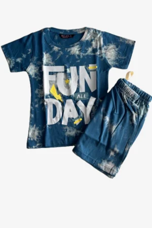 Blue Tie Dye shorts set