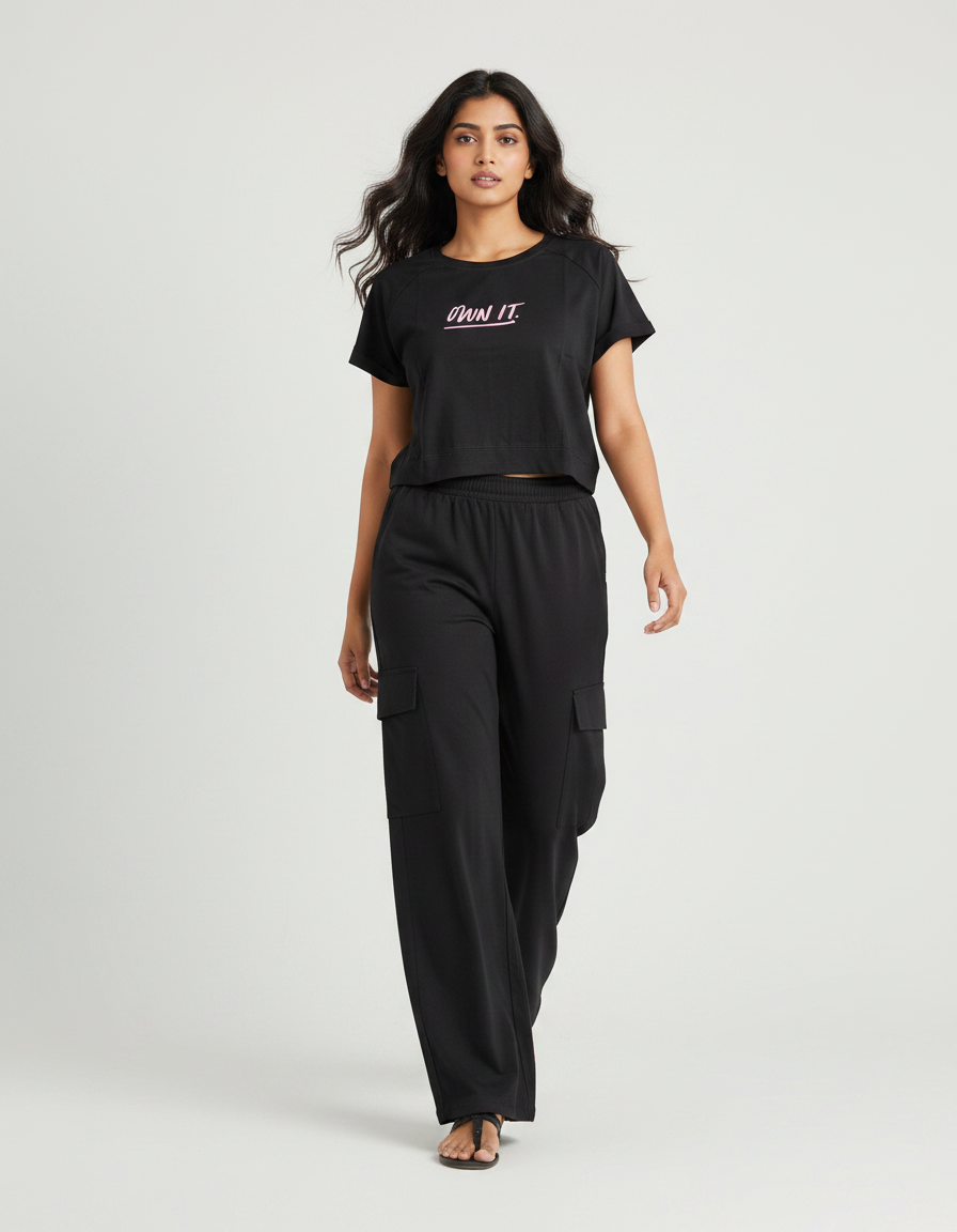 Crop Top  Cargo Pant Set