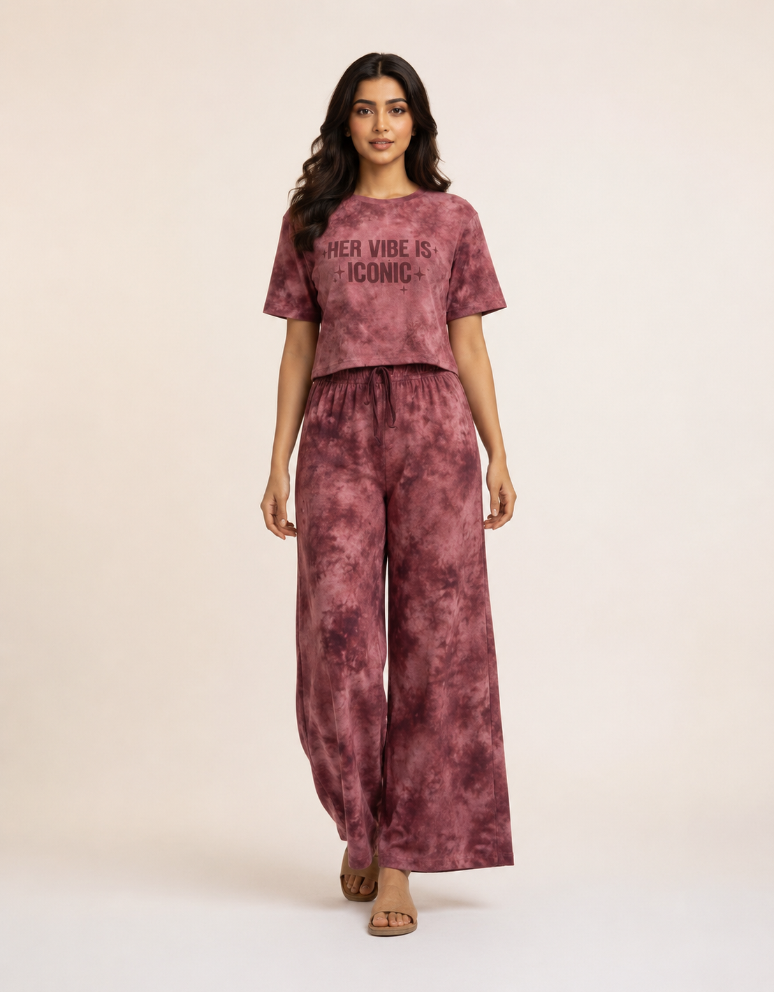 Tie & Dye Crop Top Palazzo Set