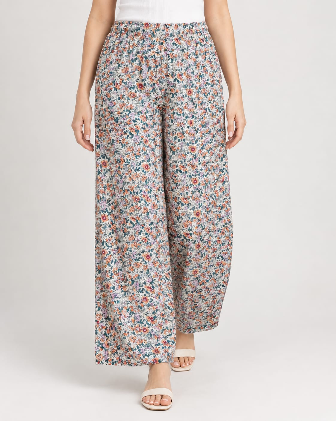 Printed Viscose Palazzo with Elasticated Waist and Wide Leg