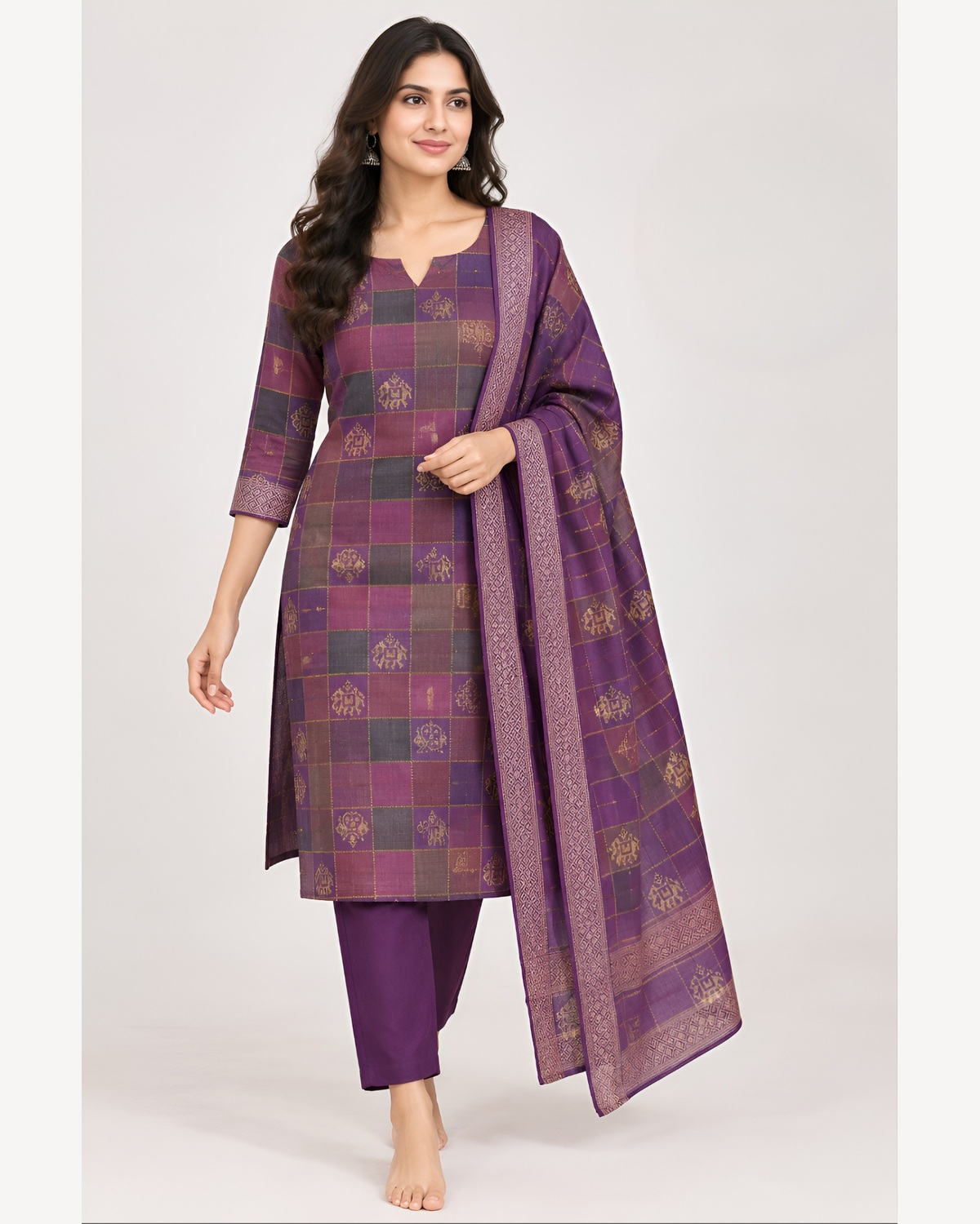 Purple kurti set with dupatta