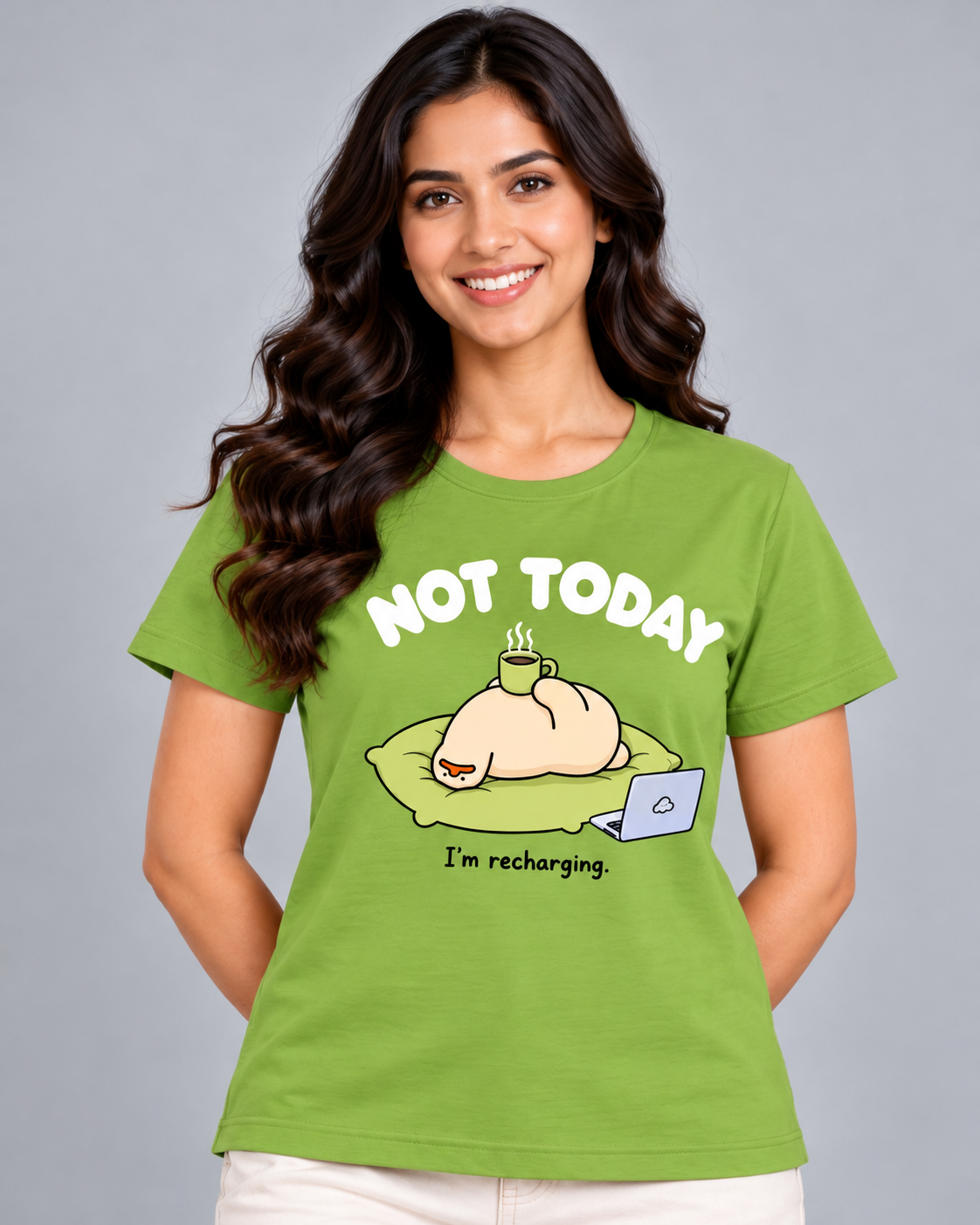 Lime Green Solid T shirt