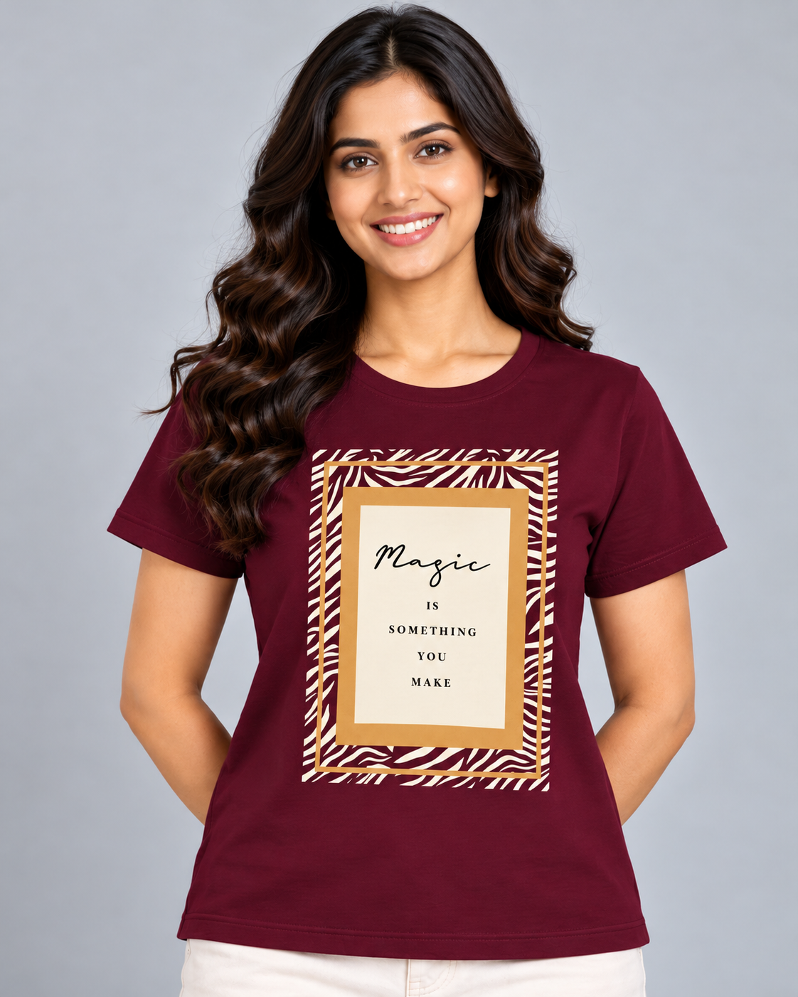 Wine Marron Solid T shirt