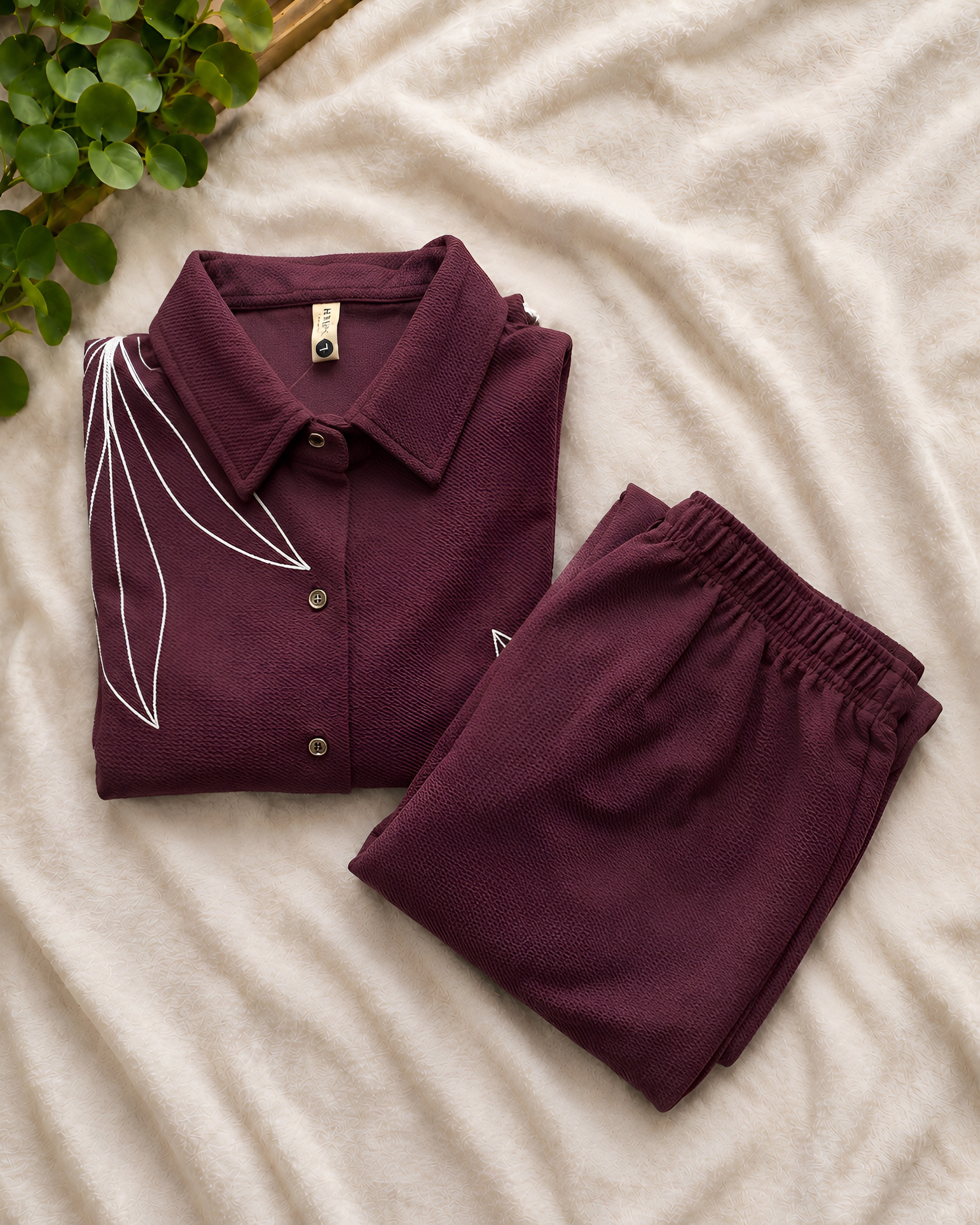 Maroon Collar Palazzo set - View 2