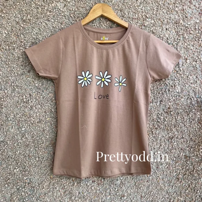 Brown Solid T-Shirt for Women