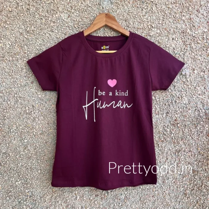 Wine Solid T-Shirt for Women