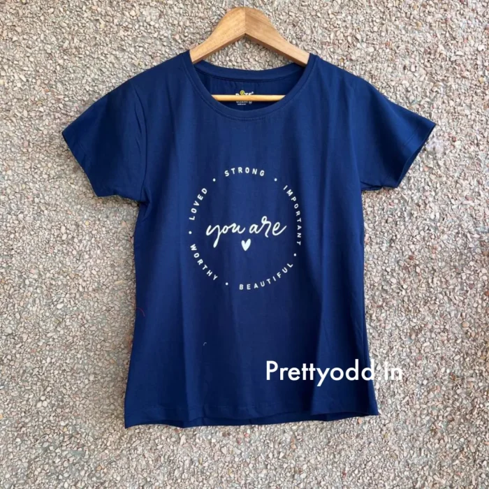 Navy Solid T-Shirt for Women