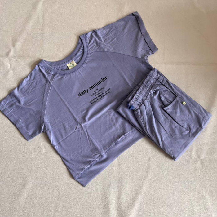 Purple Crop Top And Cargo Pants Set