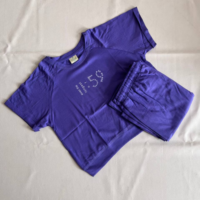Violet Crop Top And Cargo Pant Set