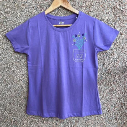 Violet Solid T-Shirt for Women