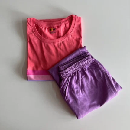 Pink Solid Pyjama Set