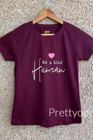 Wine Solid T-Shirt for Women