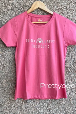 Pink Solid T-Shirt for Women
