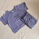 Purple Crop Top And Cargo Pants Set