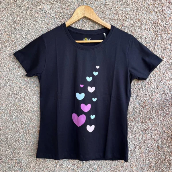 Black Solid T-Shirt for Women