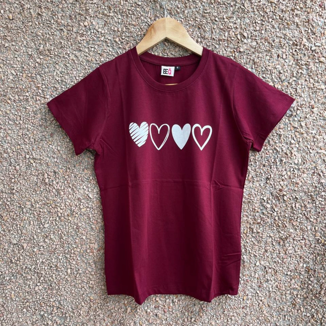 Marron Solid T-Shirt for Women
