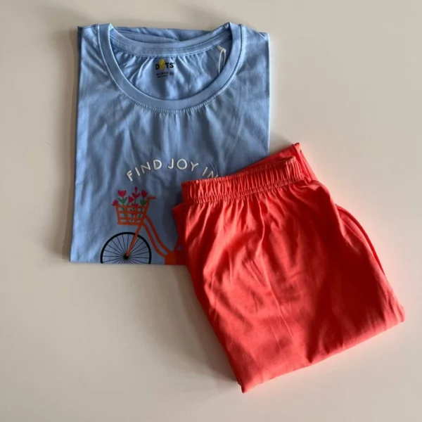 Blue Solid Pyjama Set
