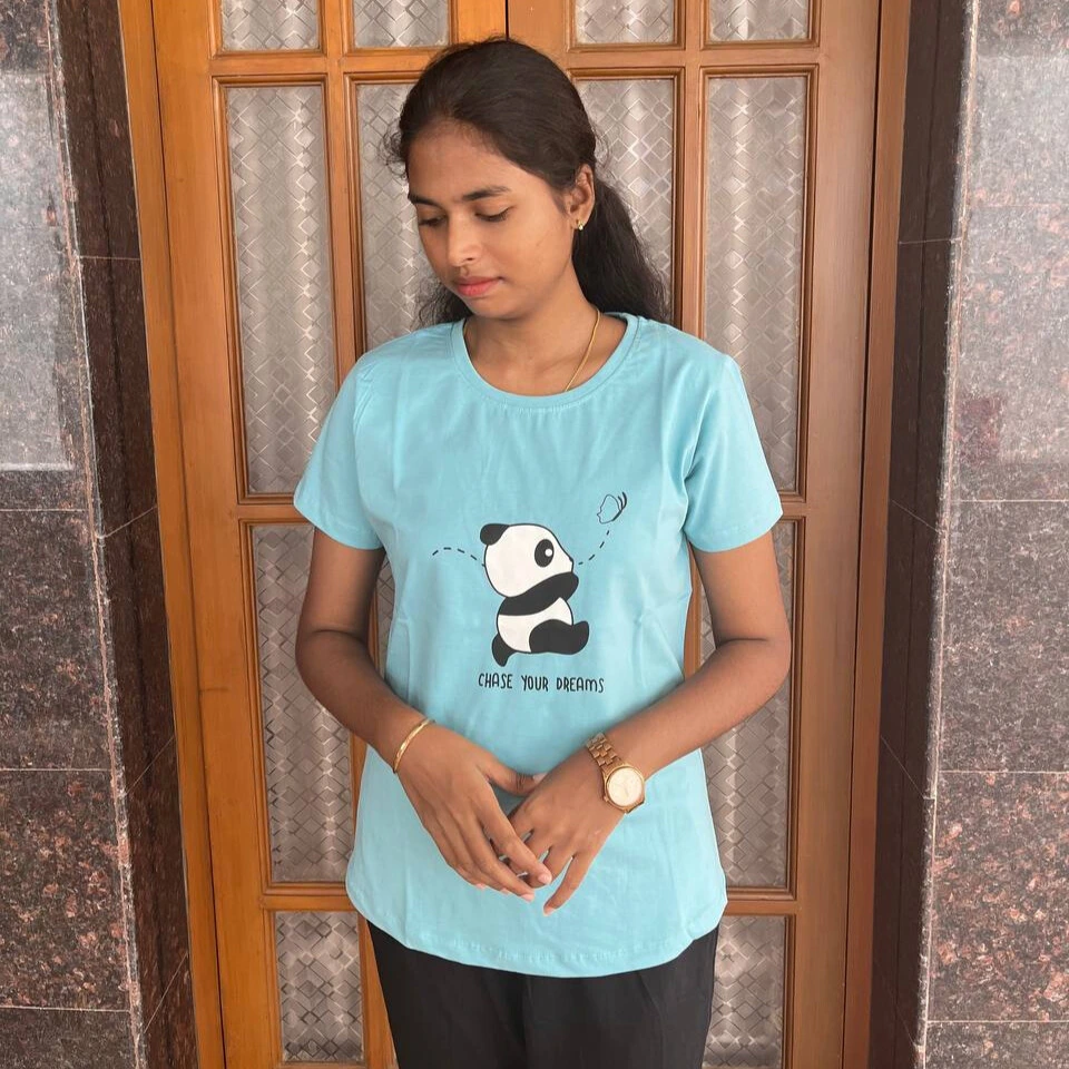 Blue Solid T-Shirt for Women