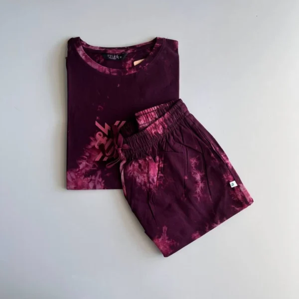 Maroon Tie and Dye shorts sets