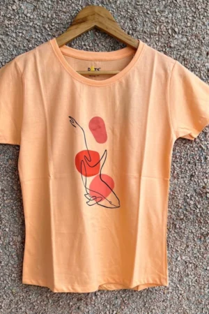 Orange Solid T-Shirt for Women
