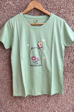 Pista Green Solid T-Shirt