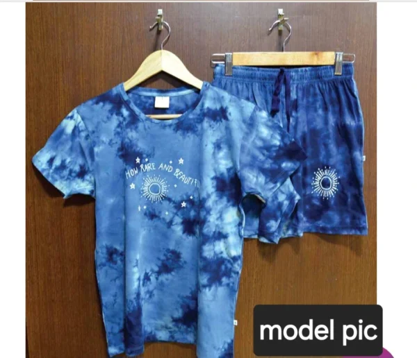 Navy Tie and Dye shorts sets - Image 2