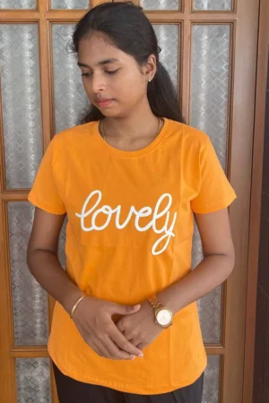 Orange Solid T-Shirt for Women