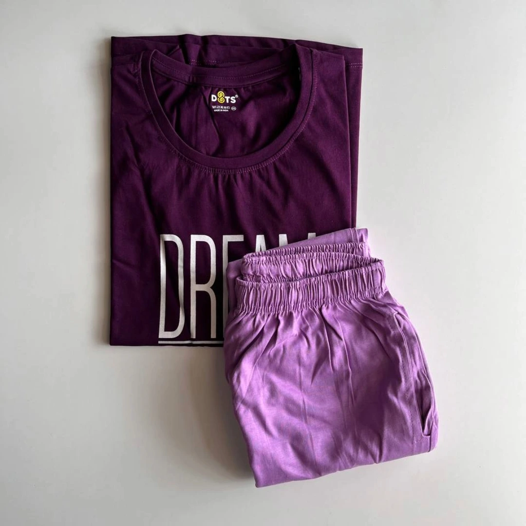 Wine Solid Pyjama Set