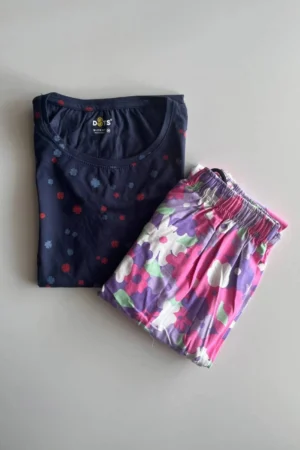 Navy Printed Pyjama Set