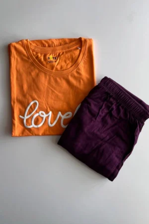 Orange Solid Pyjama Set