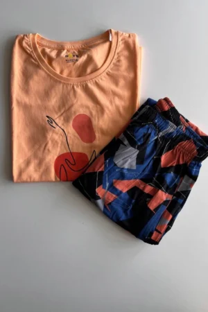 Orange Printed Pyjama Set