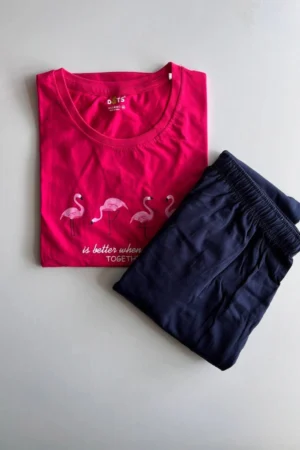 Pink Solid Pyjama Set