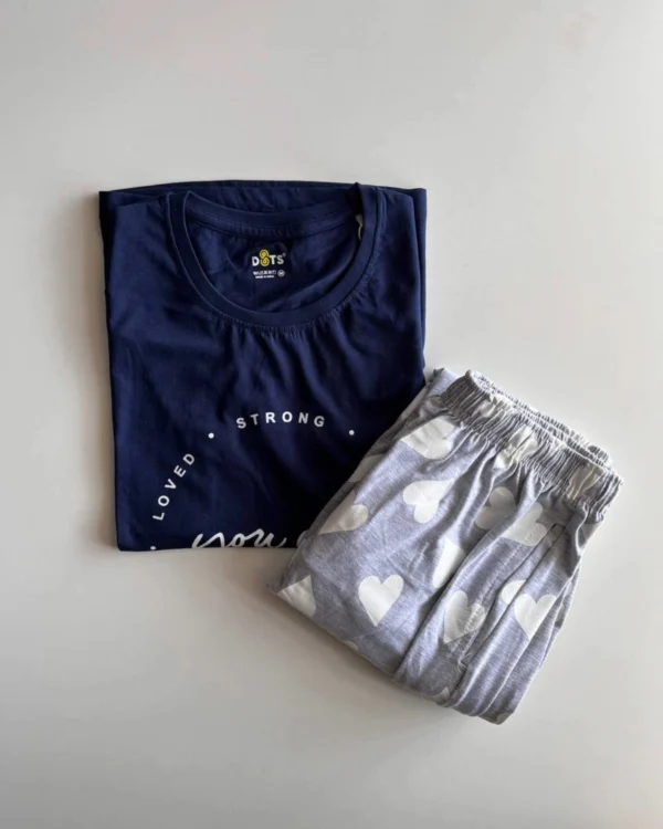 Navy Printed Pyjama Set