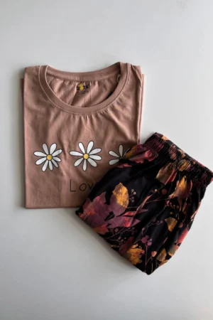 Brown Printed Pyjama Set