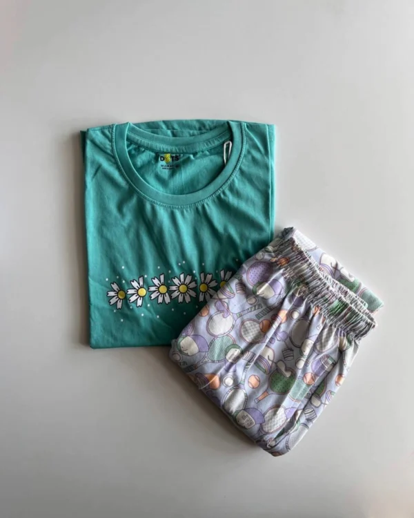 Green Printed Pyjama Set