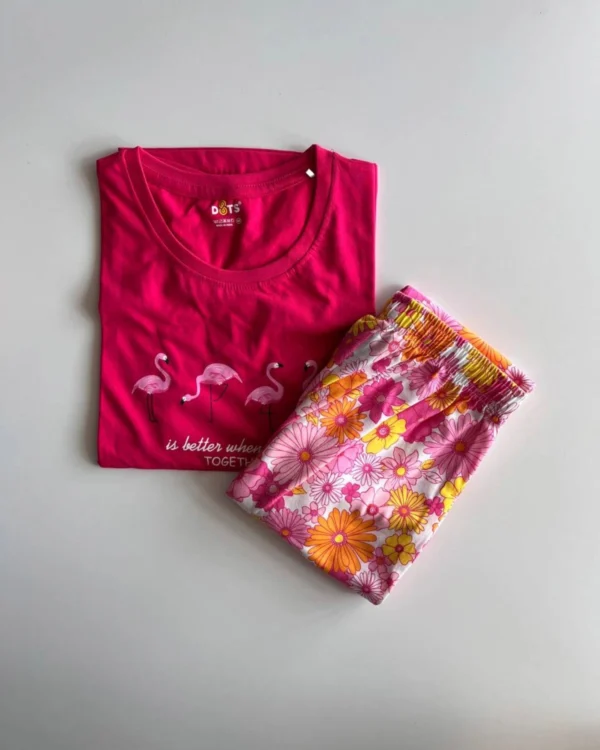 Pink Solid Pyjama Set