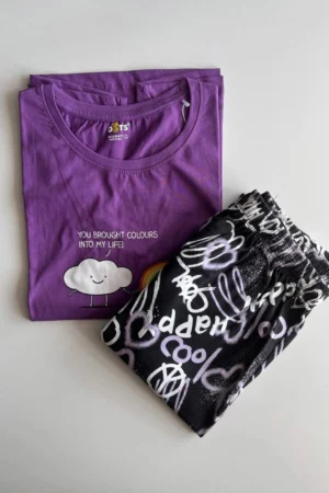 Violet Solid Pyjama Set