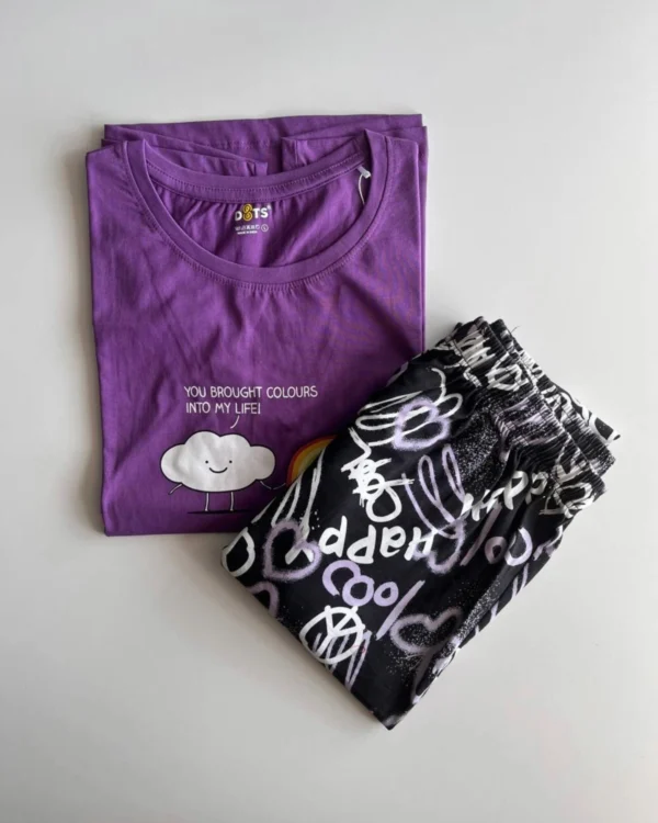 Violet Solid Pyjama Set