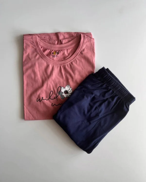 Peach Solid Pyjama Set
