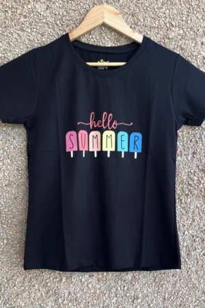 Black Solid T-Shirt for Women