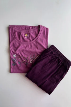Purple solid Pyjama Set
