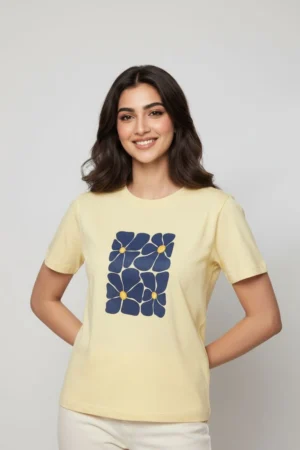Yellow Solid T-Shirt for Women
