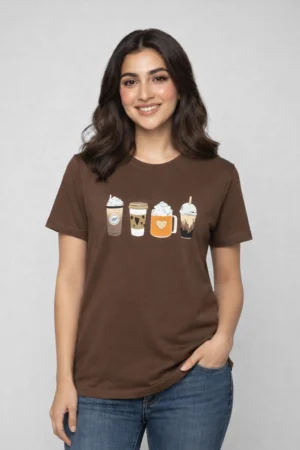 Brown Solid T-Shirt for Women