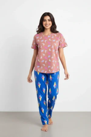 DuskyPink Printed Pyjama Set
