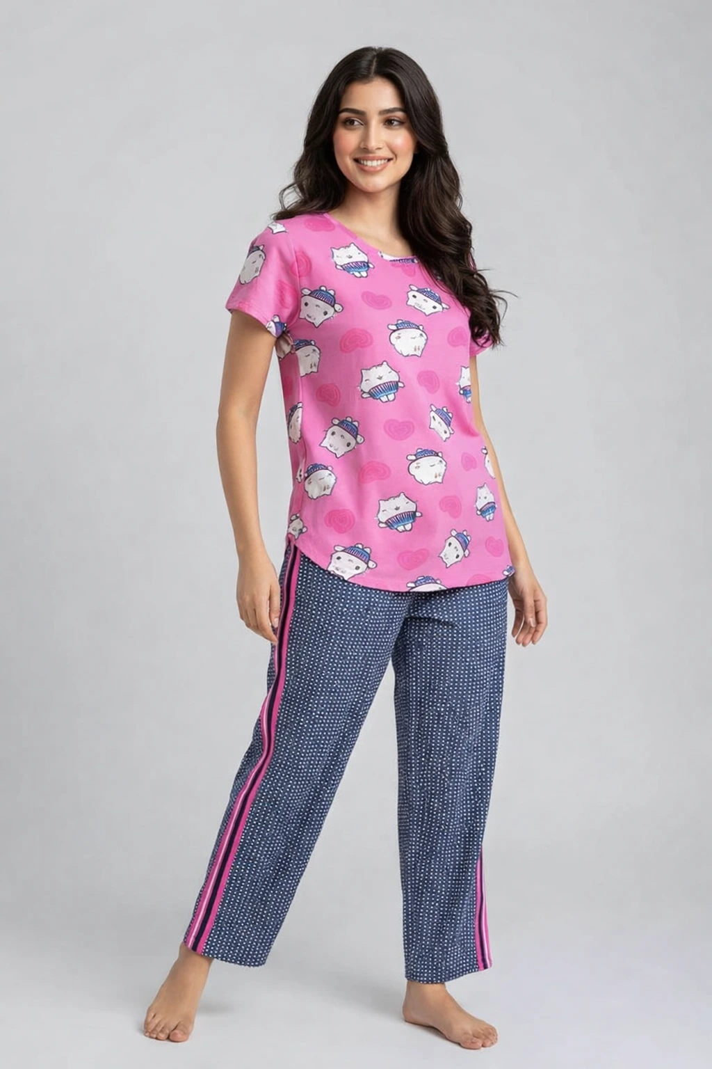 Pink Printed Pyjama Set