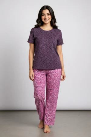 Maroon Printed Pyjama Set