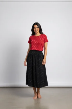 Red Tshirt and skirt