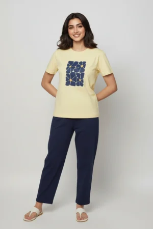 Yellow solid Pyjama Set