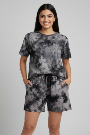 Grey Tie and Dye shorts sets