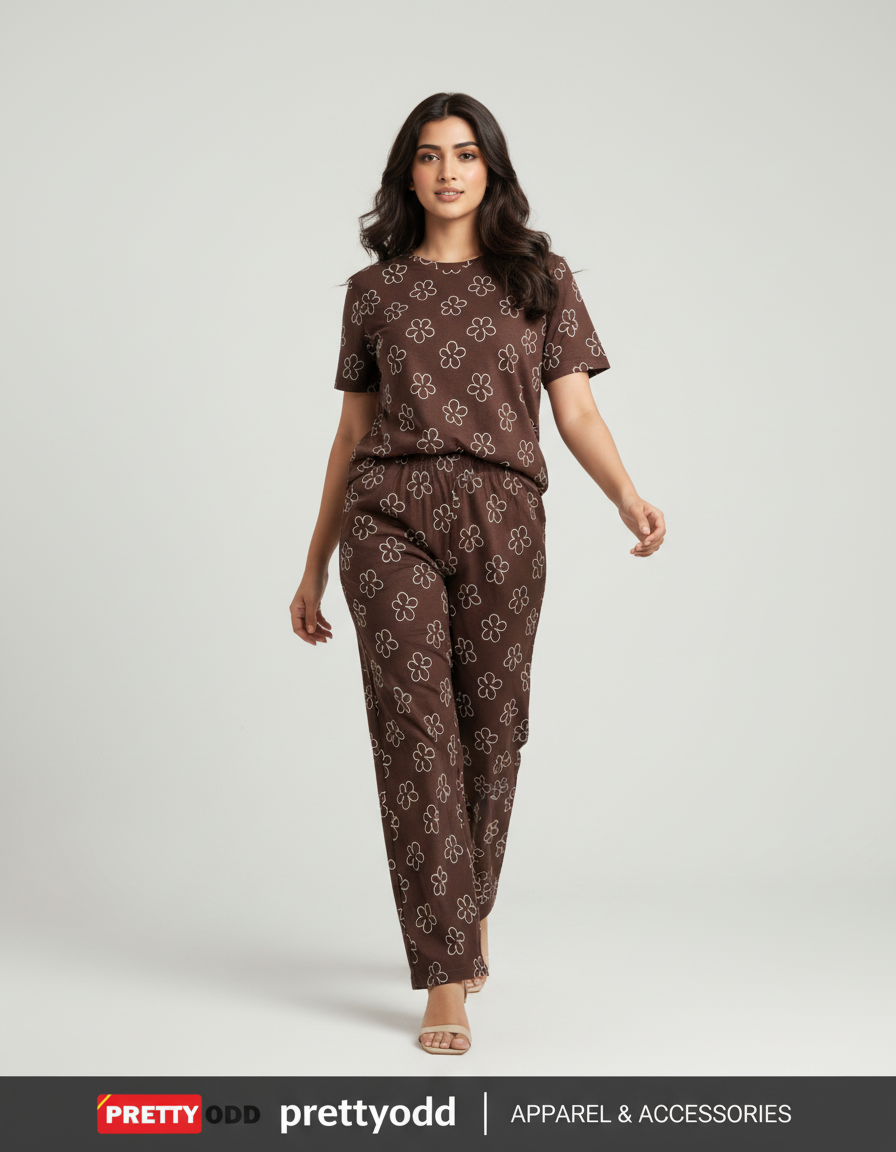 Brown Flower Co-Ord Set